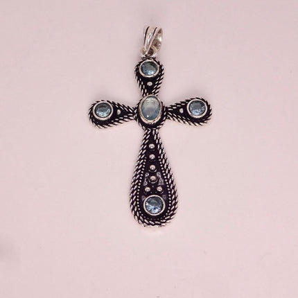 Vintage Rainbow Moonstone Cross Silver Bronze Black Velvet Choker Necklace