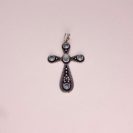 Vintage Rainbow Moonstone Cross Silver Bronze Black Velvet Choker Necklace