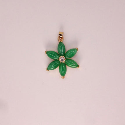 Vintage Green Jade Deco Pendant Choker Necklace - Golden Bronze