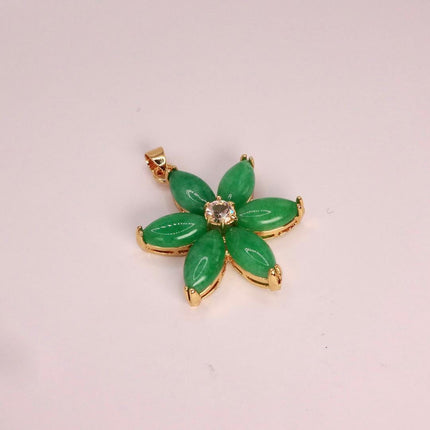 Vintage Green Jade Deco Pendant Choker Necklace - Golden Bronze