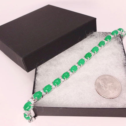 Vintage Aventurine Bracelet: Green Gemstone & Crystal, Silver Bronze