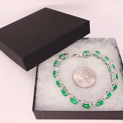Vintage Aventurine Bracelet: Green Gemstone & Crystal, Silver Bronze