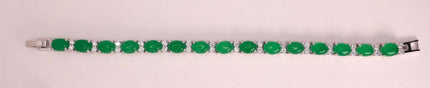 Vintage Aventurine Bracelet: Green Gemstone & Crystal, Silver Bronze