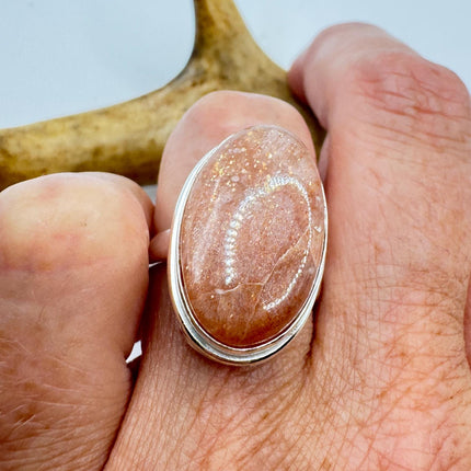 Vintage Orange Sunstone Crystal Statement Ring