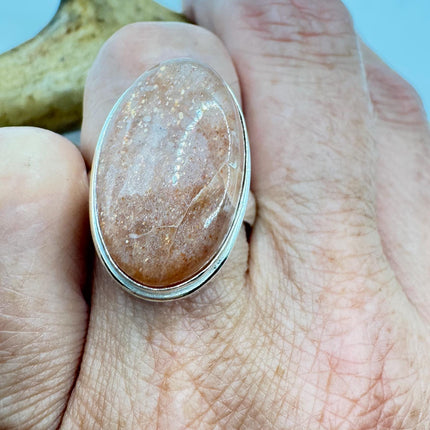 Vintage Orange Sunstone Crystal Statement Ring