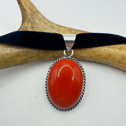 Vintage Red Glass Silver Boho Statement Necklace Black Velvet Choker