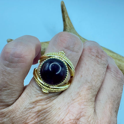 Vintage Purple Amethyst Statement Adjustable Ring