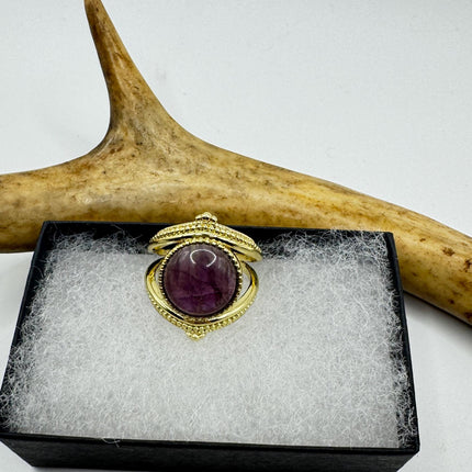 Vintage Purple Amethyst Statement Adjustable Ring