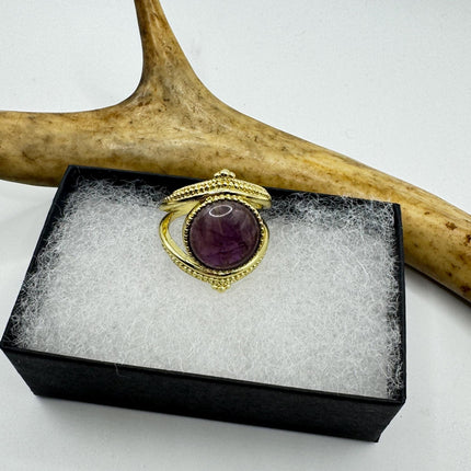 Vintage Purple Amethyst Statement Adjustable Ring