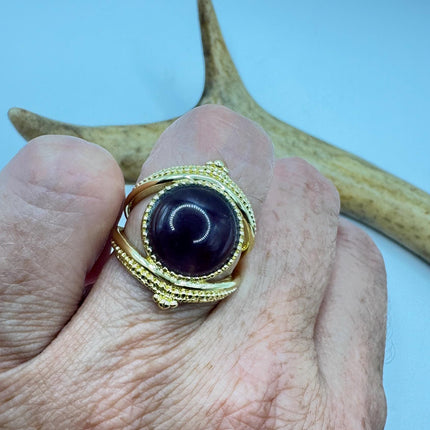 Vintage Purple Amethyst Statement Adjustable Ring