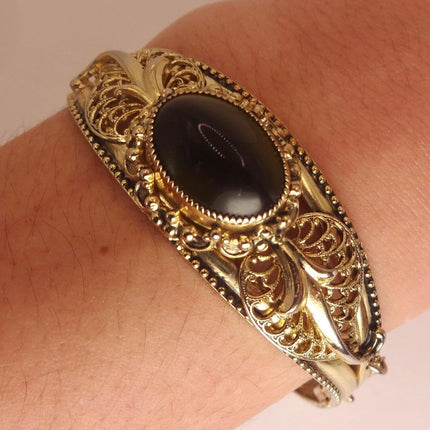 Vintage Black Hematite Bangle | Sparkling Cuff Bracelet | Elegant Wedding Everyday