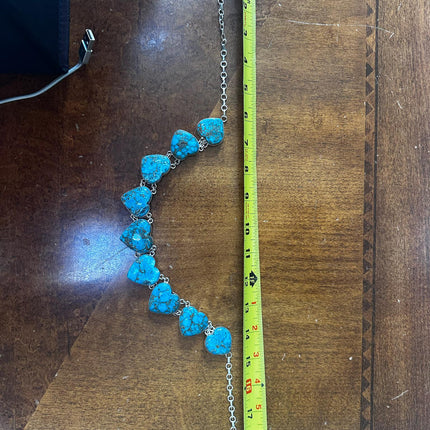 Vintage Turquoise Heart Silver Bronze Choker Necklace