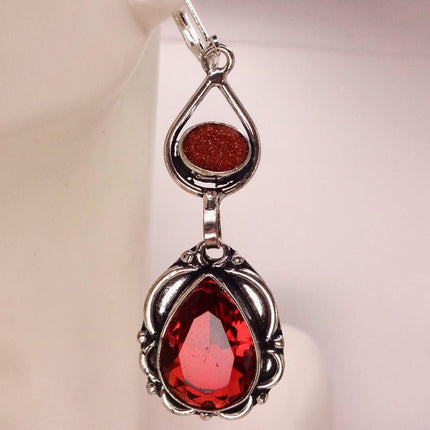 Vintage Red Glass Silver Earrings | 925 sterling Silver Lever Backs
