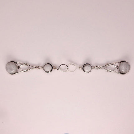 Vintage Rainbow Moonstone Dangle Earrings Sterling Silver Leverbacks