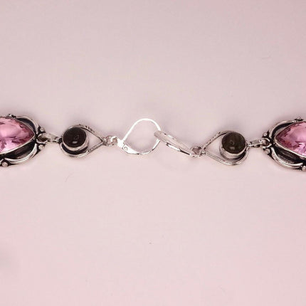 Vintage Red Pink Glass Silver Earrings | 925 sterling Silver Lever Backs