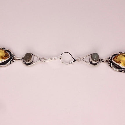 Vintage Yellow Citrine Glass Silver Chandelier Drop Earrings | 925 sterling Silver Lever Backs