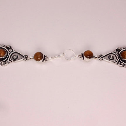 Vintage Tigers Eye Dangle Earrings Sterling Silver Leverbacks