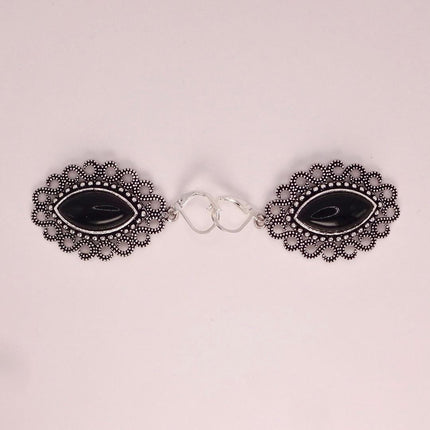 Vintage Black Onyx Dangle Earrings Sterling Silver Leverbacks