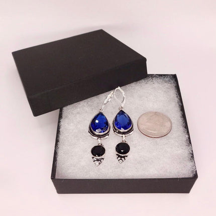 Vintage Aqua Blue Glass Silver Earrings | 925 sterling Silver Lever Backs