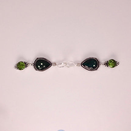 Vintage Green Peridot Glass Silver Earrings | 925 sterling Silver Lever Backs