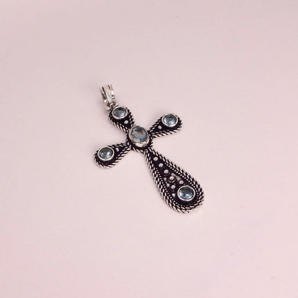 Vintage Rainbow Moonstone Cross Silver Bronze Black Velvet Choker Necklace
