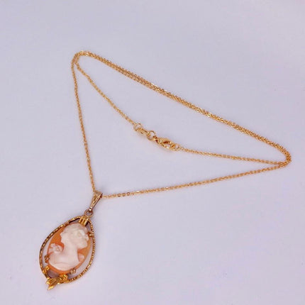 Vintage Cameo Pendant Necklace: Gold Filled Charm with Matching Chain
