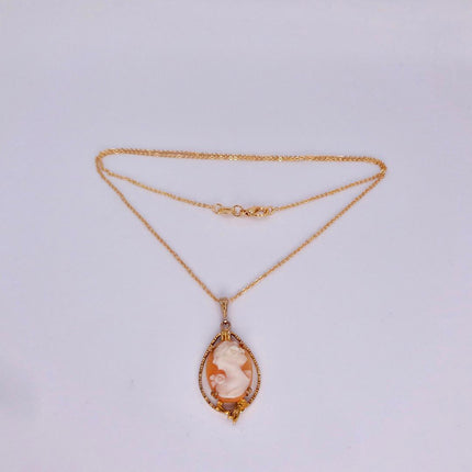 Vintage Cameo Pendant Necklace: Gold Filled Charm with Matching Chain