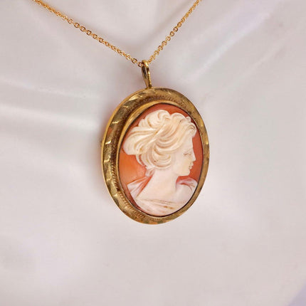 Vintage Cameo Pendant Necklace: Gold Filled Charm with Matching Chain