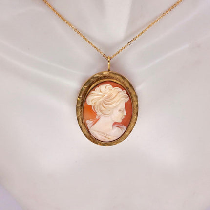 Vintage Cameo Pendant Necklace: Gold Filled Charm with Matching Chain