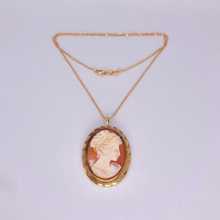 Vintage Cameo Pendant Necklace: Gold Filled Charm with Matching Chain