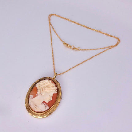 Vintage Cameo Pendant Necklace: Gold Filled Charm with Matching Chain