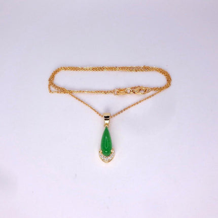 Vintage Jade Gold Filled Necklace - Lucky Every day Green Jade