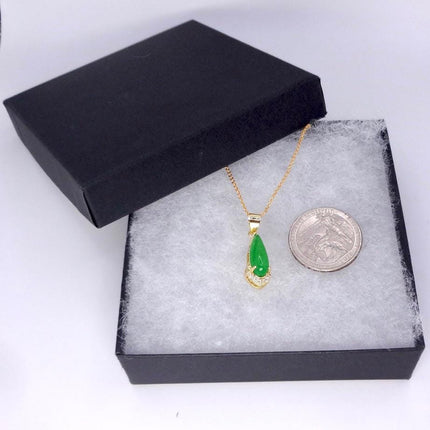 Vintage Jade Gold Filled Necklace - Lucky Every day Green Jade