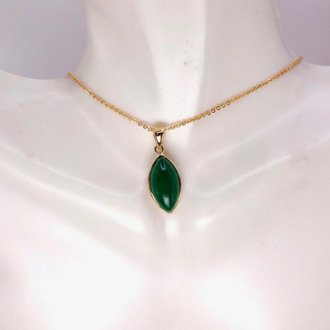 Vintage Jade Gold Filled Necklace - Lucky Every day Green Jade