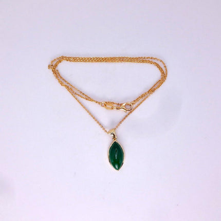Vintage Jade Gold Filled Necklace - Lucky Every day Green Jade