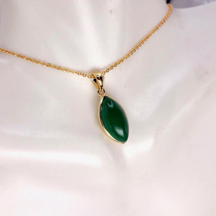 Vintage Jade Gold Filled Necklace - Lucky Every day Green Jade