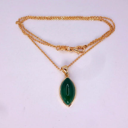 Vintage Jade Gold Filled Necklace - Lucky Every day Green Jade