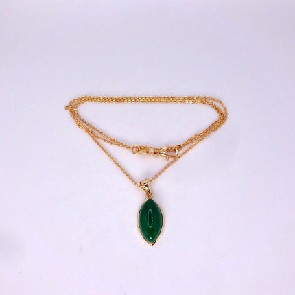 Vintage Jade Gold Filled Necklace - Lucky Every day Green Jade