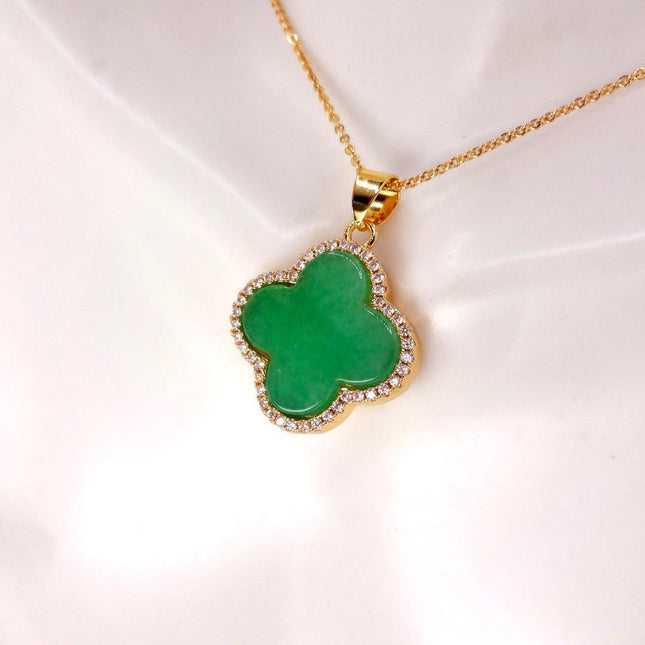 Vintage Jade Gold Filled Necklace - Lucky Every day Green Jade