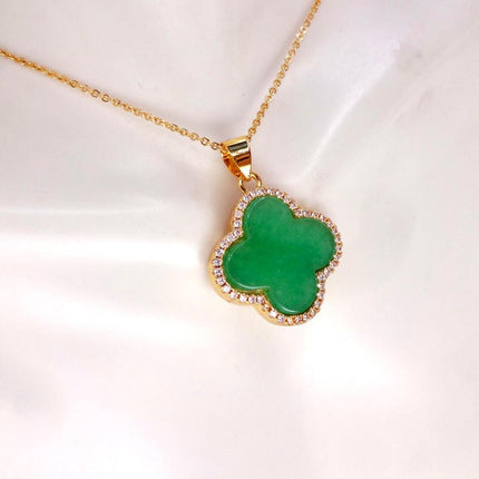Vintage Jade Gold Filled Necklace - Lucky Every day Green Jade
