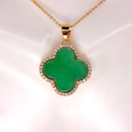 Vintage Jade Gold Filled Necklace - Lucky Every day Green Jade