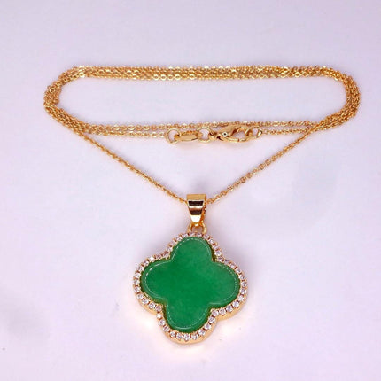 Vintage Jade Gold Filled Necklace - Lucky Every day Green Jade