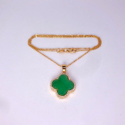 Vintage Jade Gold Filled Necklace - Lucky Every day Green Jade