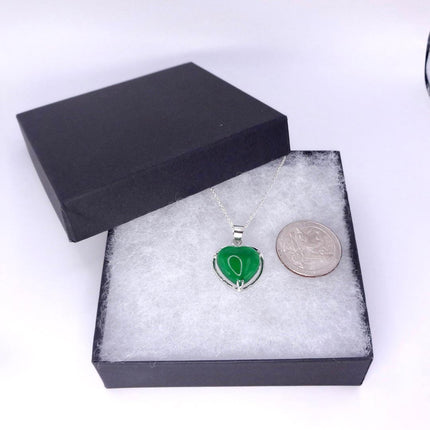 Vintage Green Jade Heart Shaped Choker 925 Sterling Silver Necklace