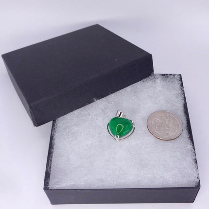 Vintage Green Jade Heart Shaped Choker 925 Sterling Silver Necklace