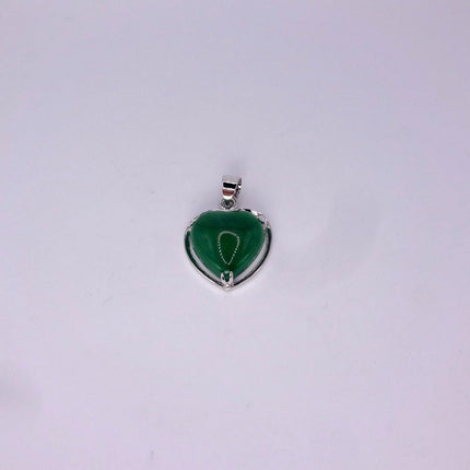 Vintage Green Jade Heart Shaped Choker 925 Sterling Silver Necklace