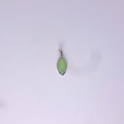 Vintage Green Jade white Gold GF Pendant Lucky Charm | 925 Sterling Silver chain Necklace