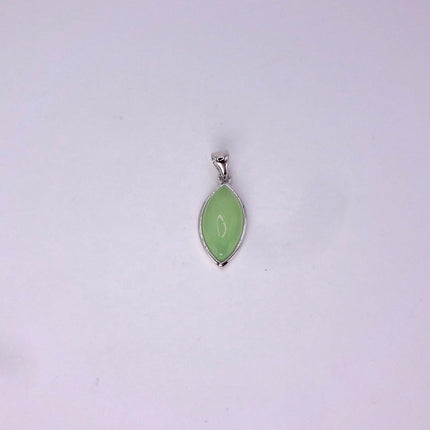 Vintage Green Jade white Gold GF Pendant Lucky Charm | 925 Sterling Silver chain Necklace