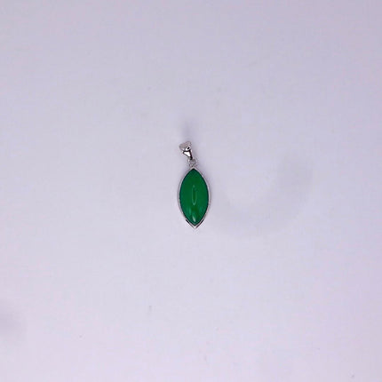Vintage Green Jade white Gold GF Pendant Lucky Charm | 925 Sterling Silver chain Necklace
