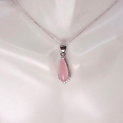 Vintage Pink Rose Quartz Boho Gold Filled Necklace